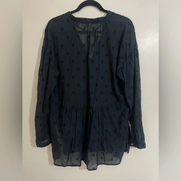 Anthropologie Pilcro Embroidered Sheer Black Pullover Long Sleeve Tunic - Picture 3 of 11